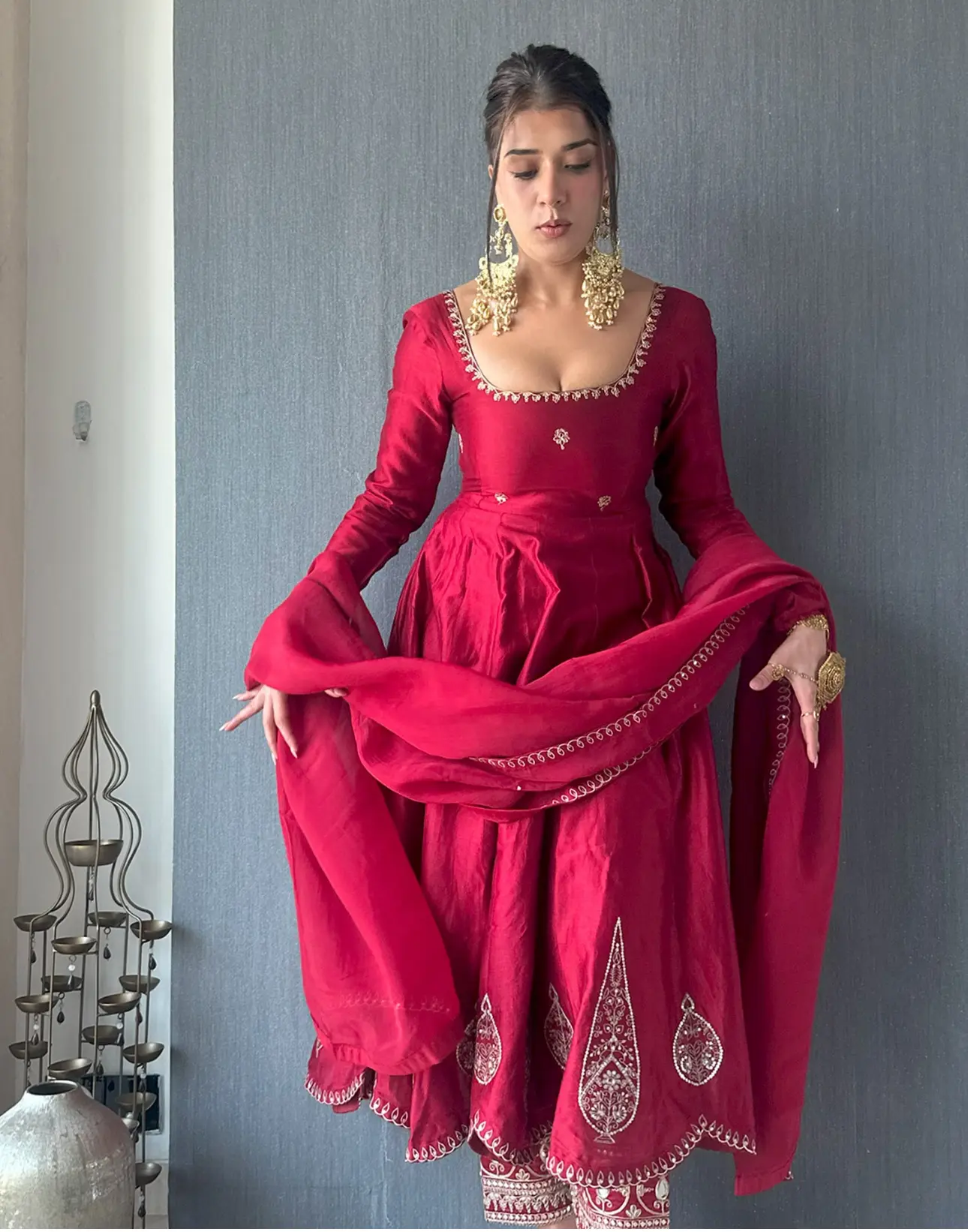 Zahra Handcrafted Maroon Ensemble