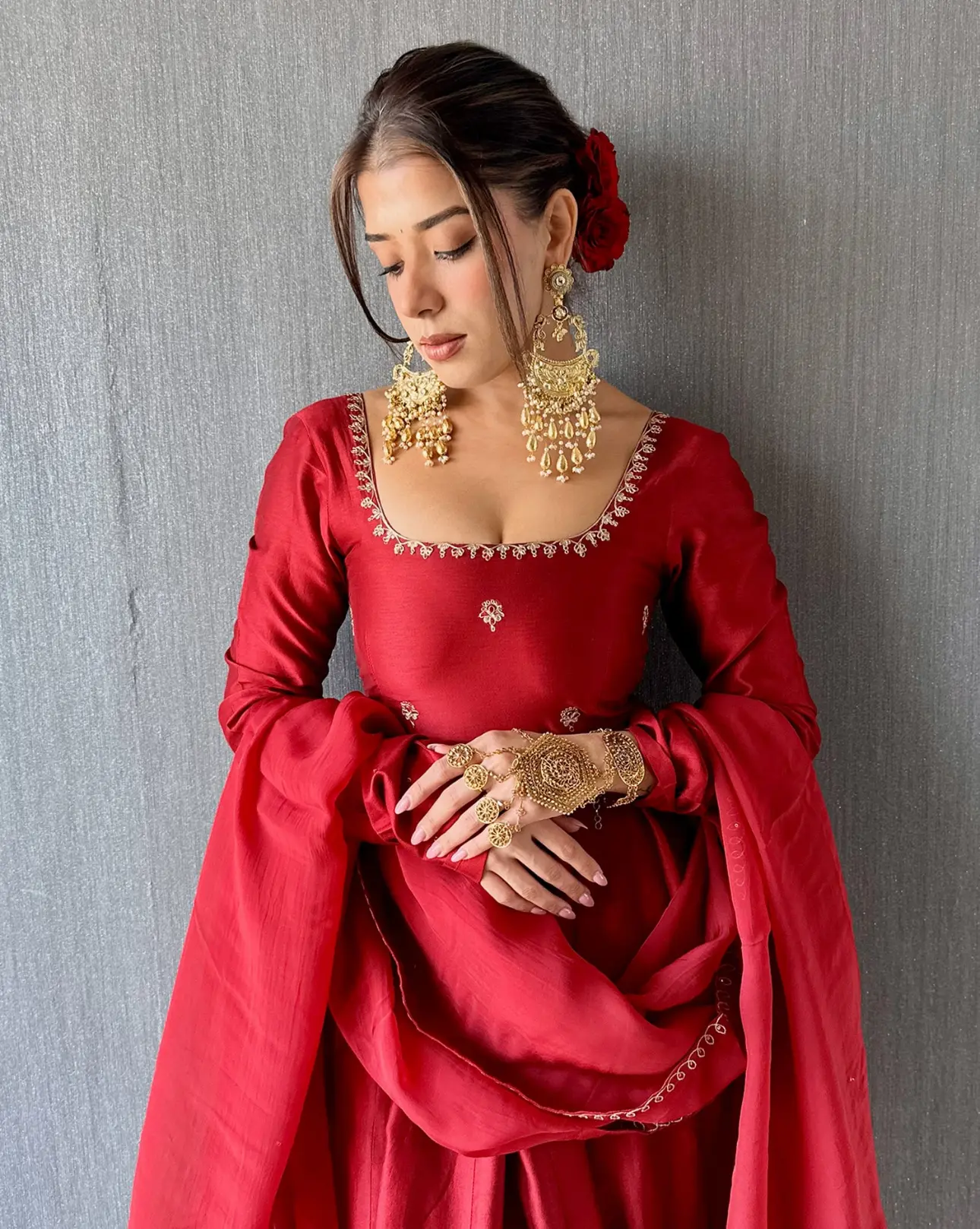 Zahra Handcrafted Maroon Ensemble