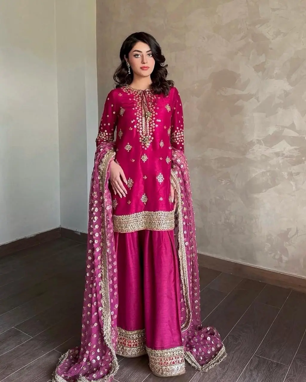 Zehra Magenta Palazzo Set
