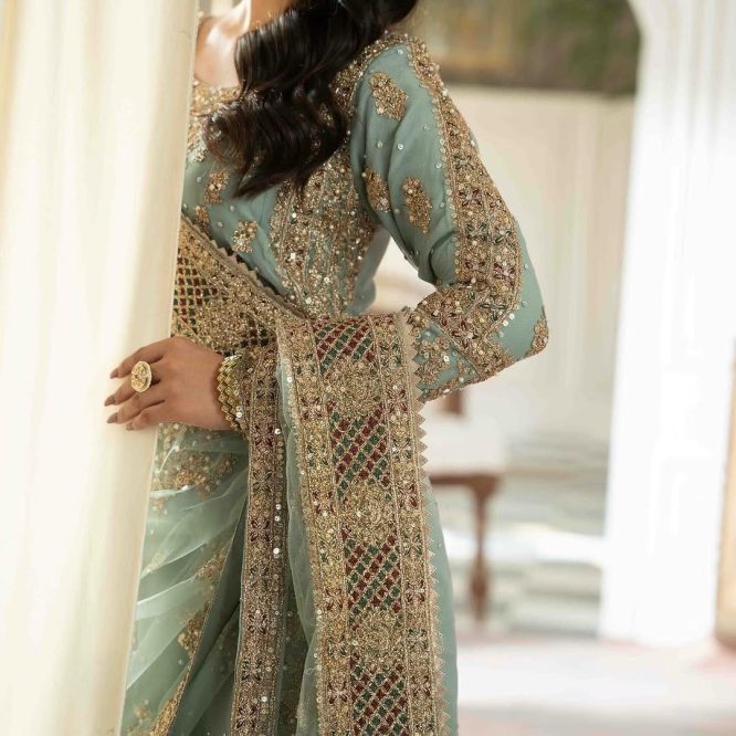 Embroidered Luxe Net Suit with Handwork Dupatta
