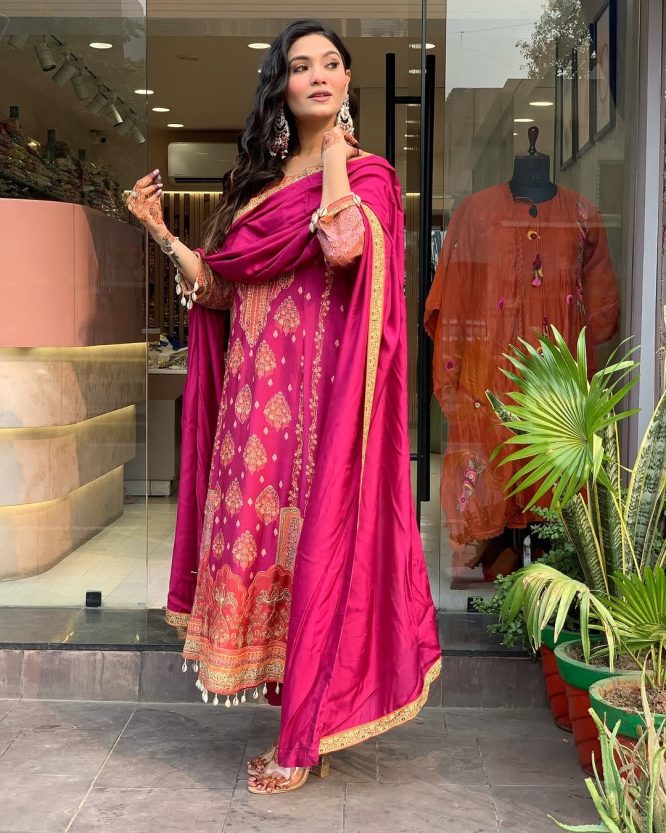 Rani Pink Embroidered Kurta Set with Dupatta