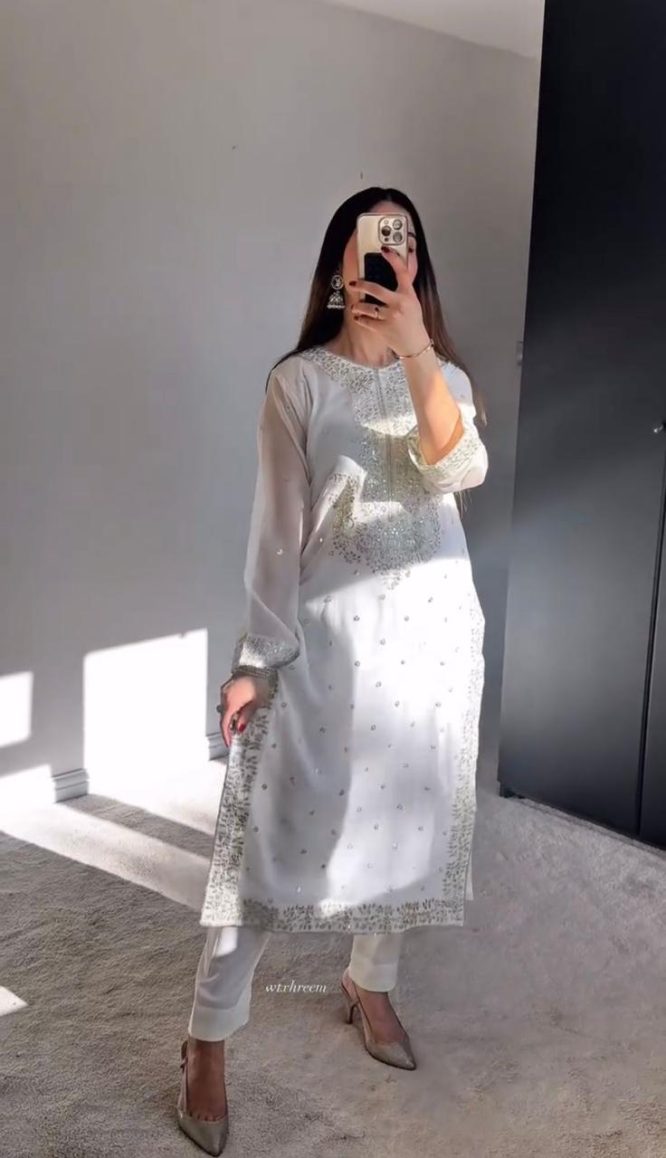 Ivory Glow Embellished Straight Suit Set