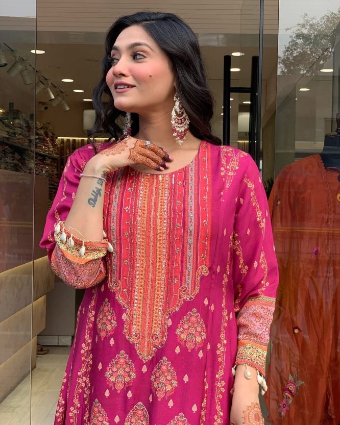 Rani Pink Embroidered Kurta Set with Dupatta