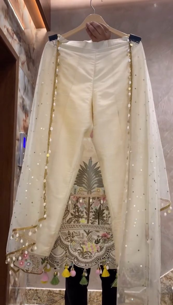 Ivory Garden Embroidered Kurti with Tassel Detailing
