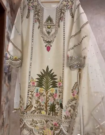 Ivory Garden Embroidered Kurti with Tassel Detailing