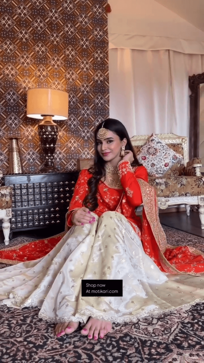 Festive Orange Anarkali Suit with Golden Dupatta