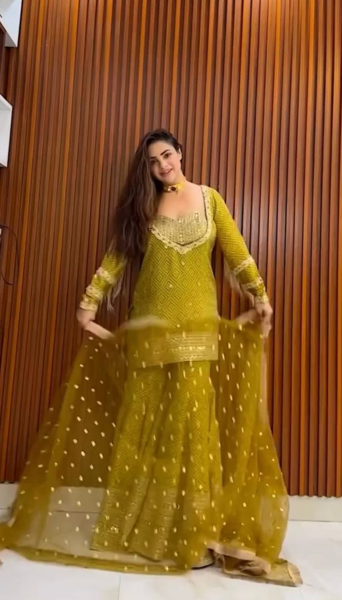 Embroidered Bandhani Gharara