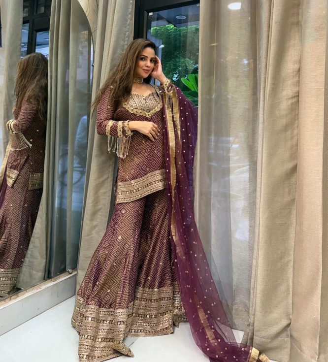 Embroidered Bandhani Gharara