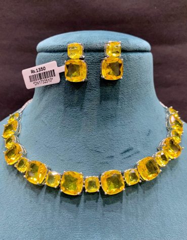Silver-Plated Yellow Zircon Necklace Set
