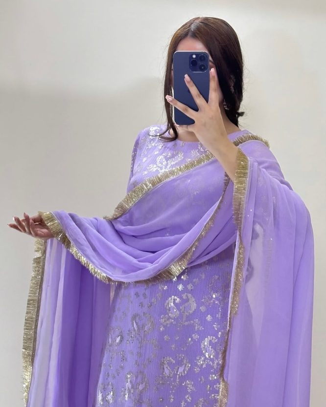 Lavender Embroidered Peplum with Sharara and Dupatta