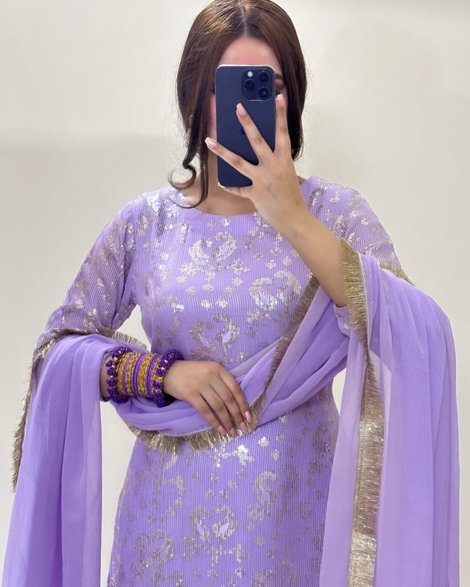 Lavender Embroidered Peplum with Sharara and Dupatta