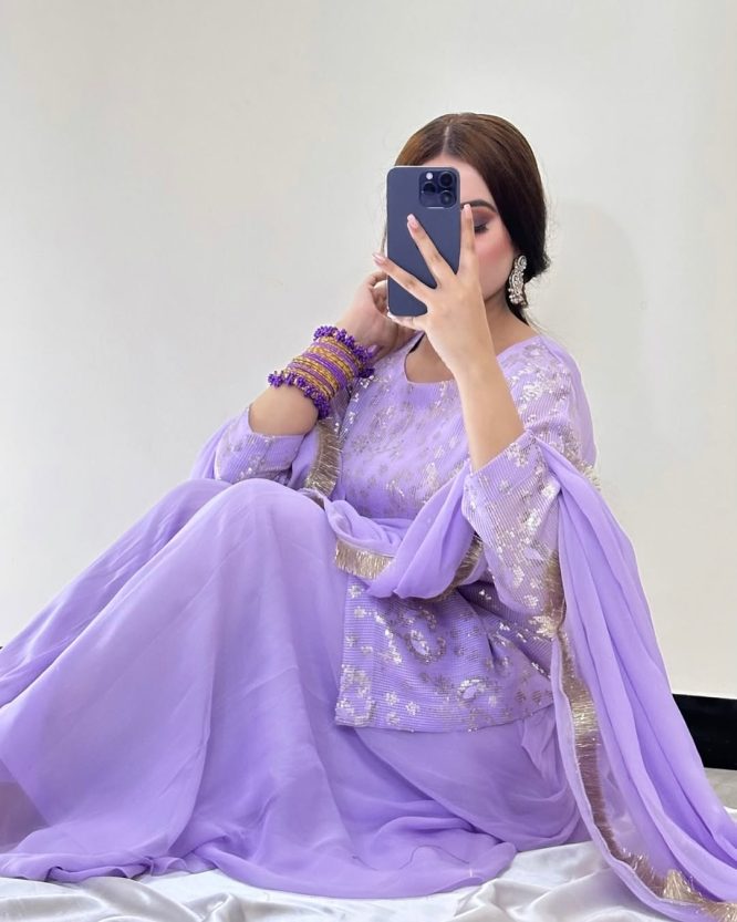Lavender Embroidered Peplum with Sharara and Dupatta