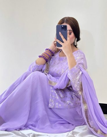 Lavender Embroidered Peplum with Sharara and Dupatta