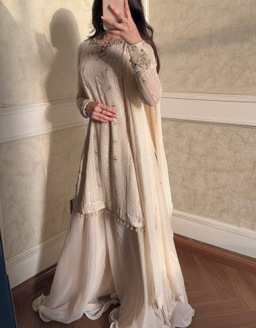 Pearl Beige Embroidered Suit Set