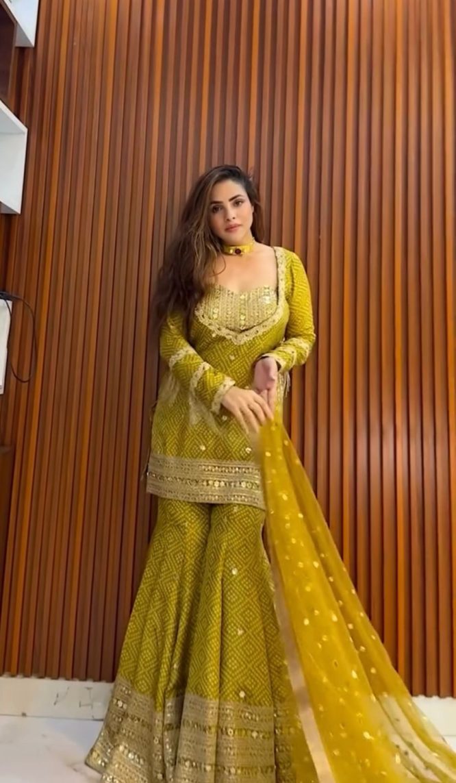 Embroidered Bandhani Gharara