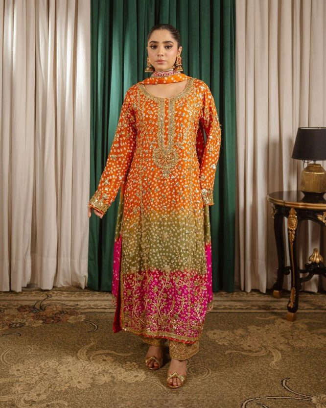 Bandhani Magic  Festive Chinon Silk Suit Set