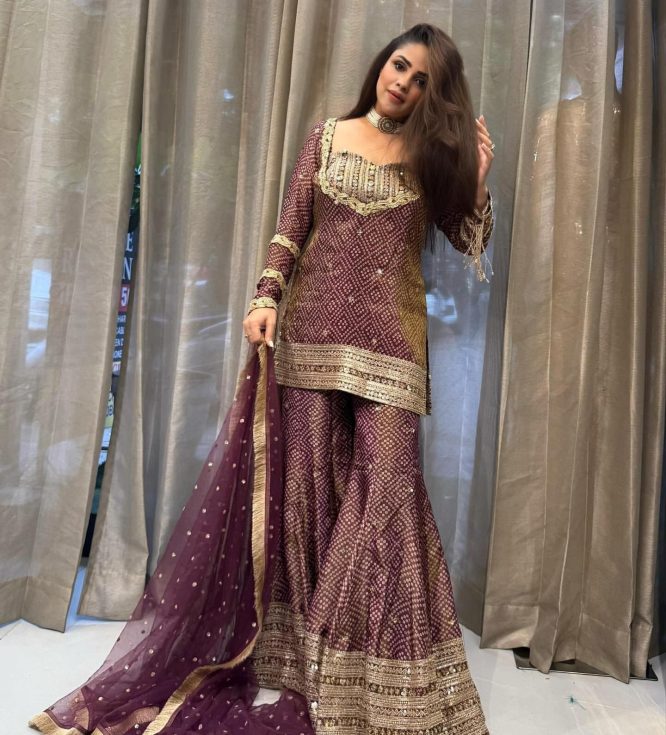 Embroidered Bandhani Gharara
