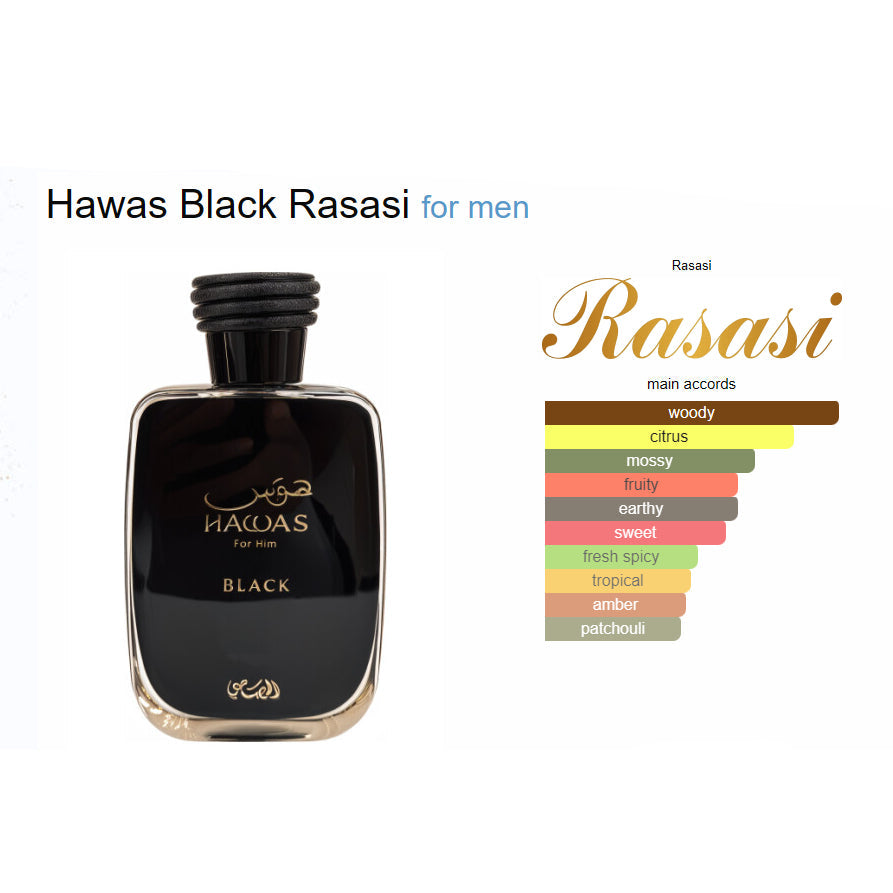 Rasasi Hawas Black Eau De Parfum For Men 100 ML (2024 Release)